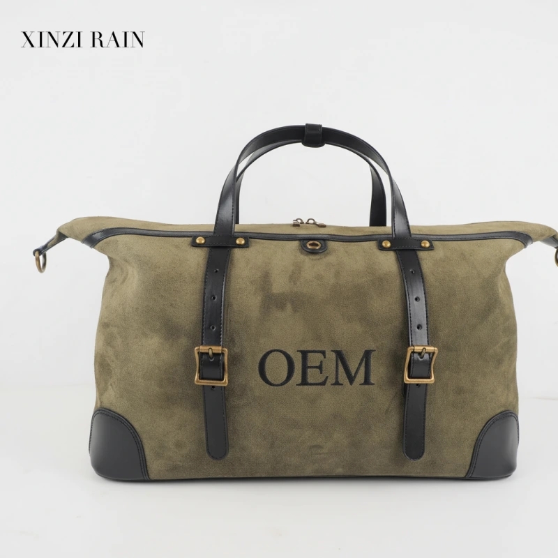 Custom Handheld Travel Bag | Premium Suede Leather Weekender OEM Manufacturer