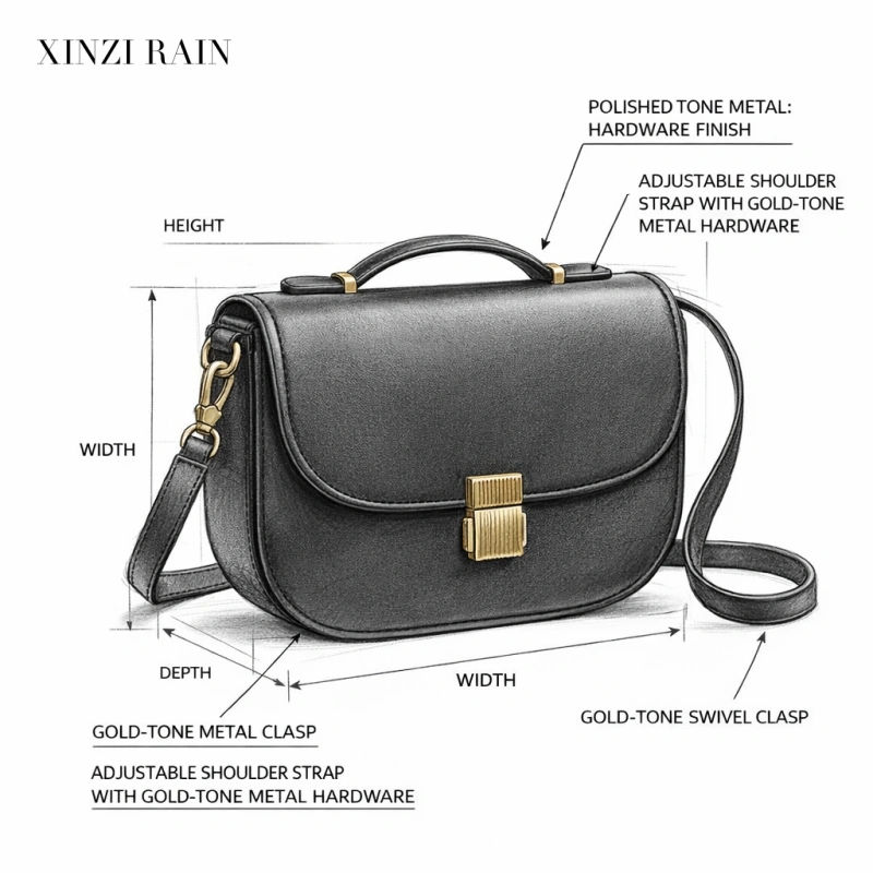 Custom Full Grain Leather Crossbody Bag with Top Handle | OEM & Private Label Manufacturer