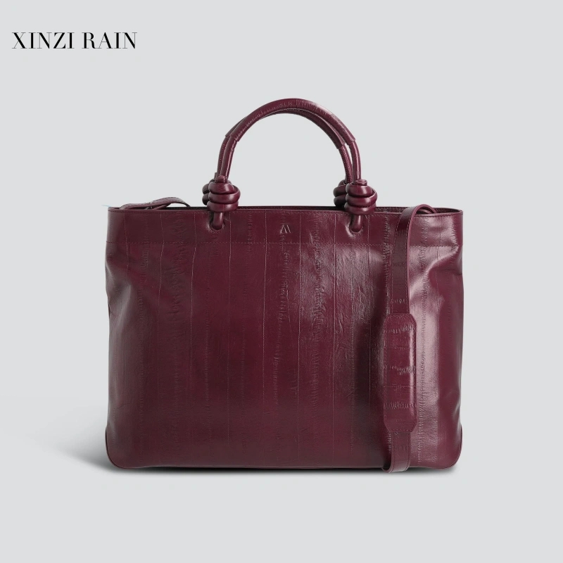 Custom Vegan Leather Tote Handbag with Knotted Handles & Crossbody Strap