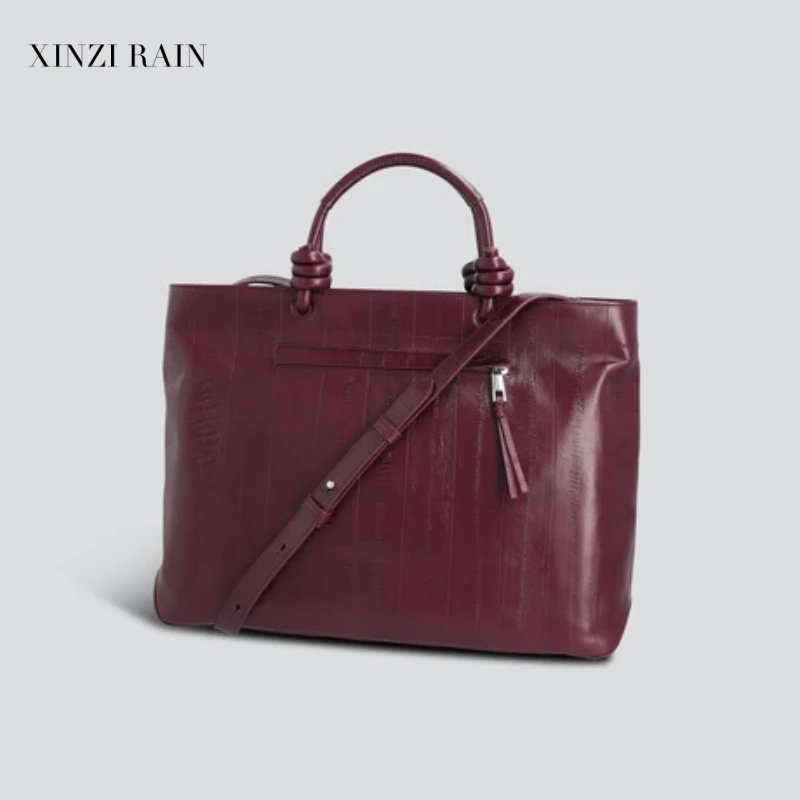 Custom Vegan Leather Tote Handbag with Knotted Handles & Crossbody Strap