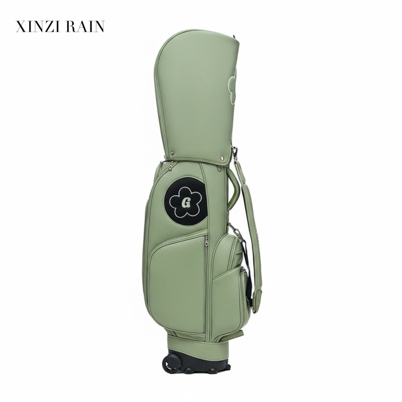 Custom Leather Golf Bag with Divider System & Wheeled Base