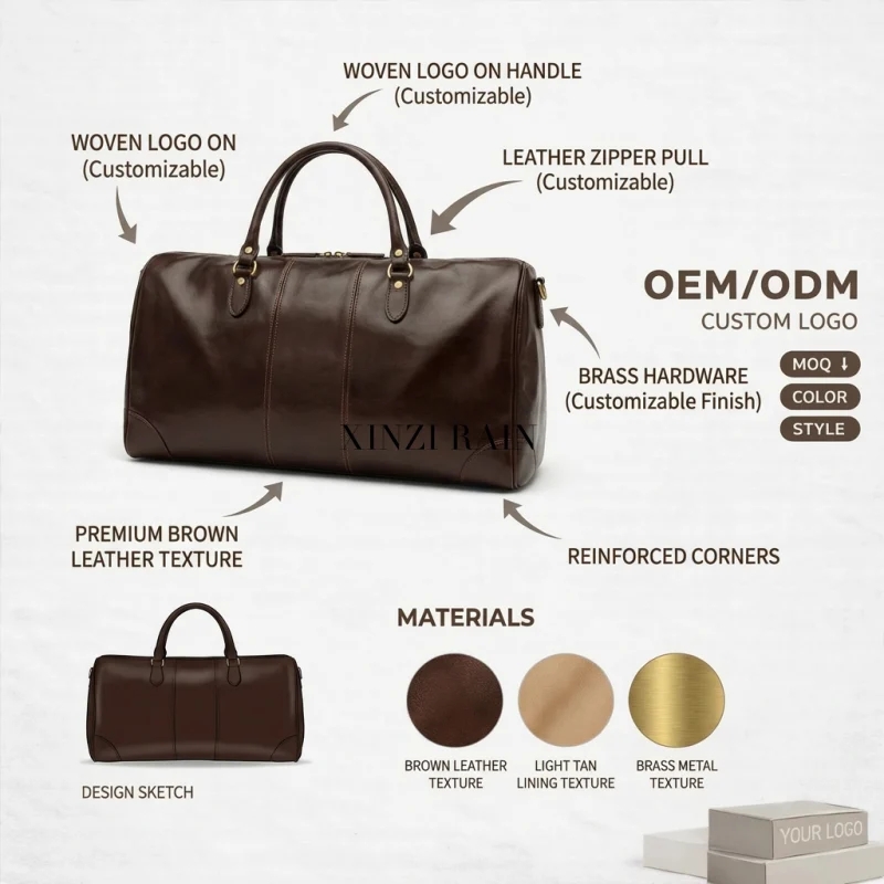 Custom Leather Weekender Bag | OEM & Private Label Travel Bag