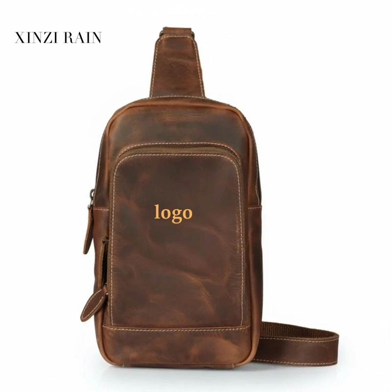 Custom Full Grain Leather Sling Bag | OEM & Private Label Chest & Crossbody Bag