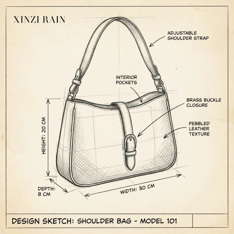 Custom Leather Shoulder Bag with Buckle Closure | OEM & Private Label