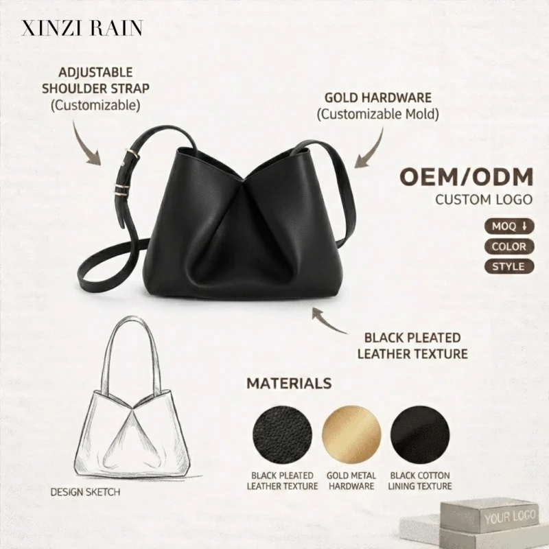 Custom Soft Calfskin Leather Crossbody Bucket Bag Manufacturer