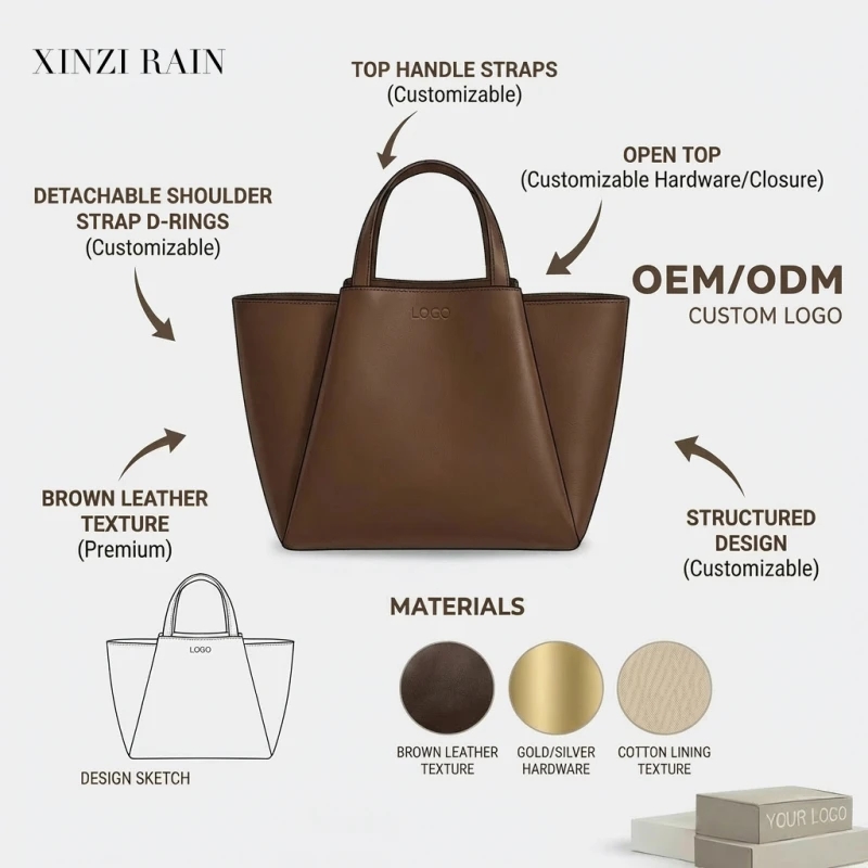 Custom  Leather Laptop Tote Bag Manufacturer | Premium Office Work Bag OEM-XINZIRAIN