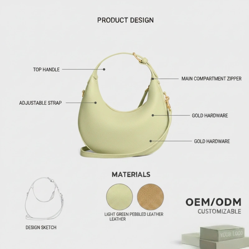 Custom Pebbled Leather Hobo Bag Manufacturer | OEM & Private Label Shoulder Bag Supplier