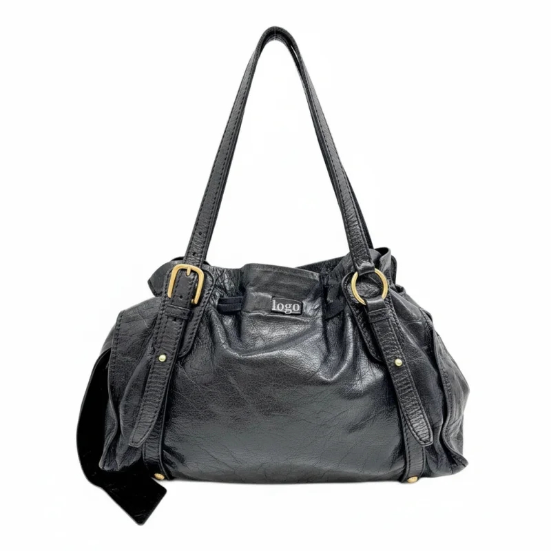 Custom Black Leather Shoulder Bag Manufacturer