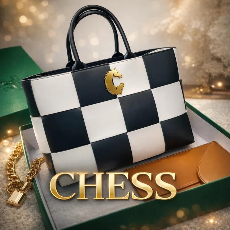 Checkerboard Leather Tote