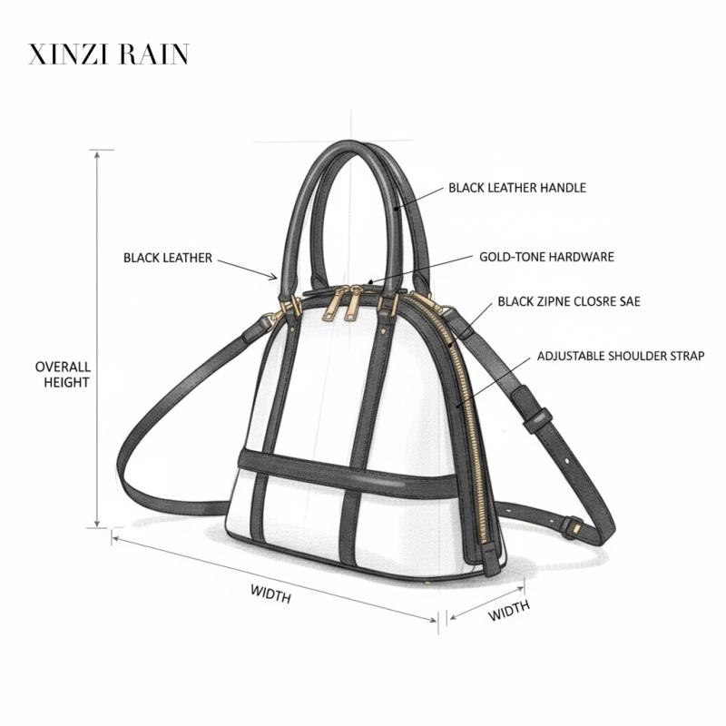Custom Structured Handheld Bag with Detachable Strap-XINZIRAIN