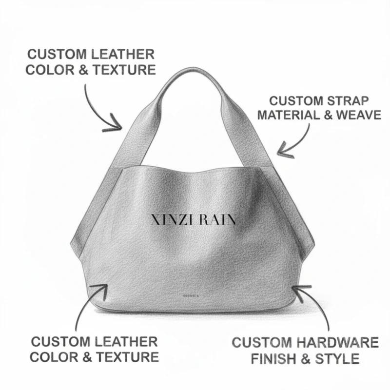Custom Leather Shoulder Bag Manufacturer – Soft Structured Tote-Style Shoulder Bag