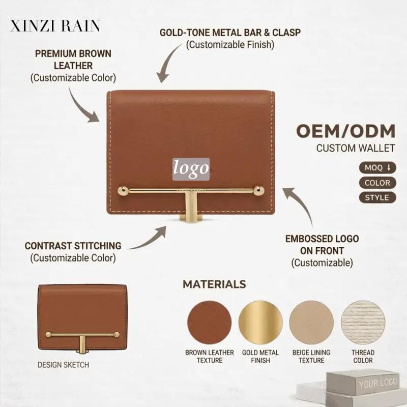 Custom Leather Wallet with Metal Bar Closure | OEM & Private Label