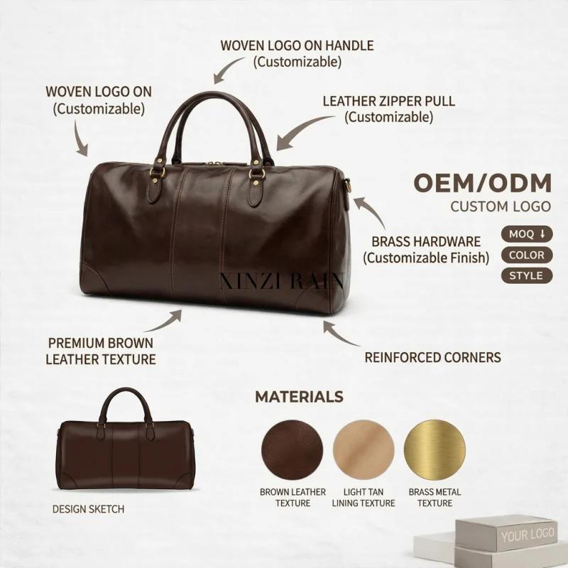 Custom Leather Weekender Bag | OEM & Private Label Travel Bag
