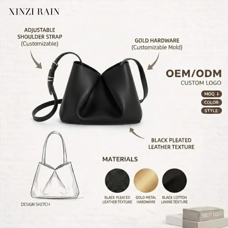 Custom Soft Calfskin Leather Crossbody Bucket Bag Manufacturer