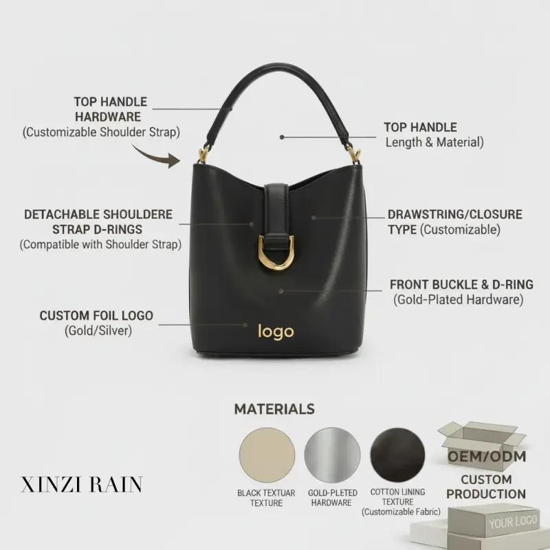 Custom Leather Tote Bag Manufacturer | OEM Bucket Leather Handbag