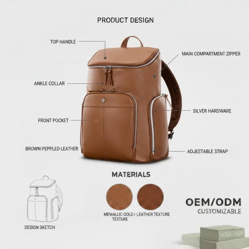 고급 가죽 백팩 제조업체 - 맞춤형 프리미엄 가죽 백팩 OEM/ODM