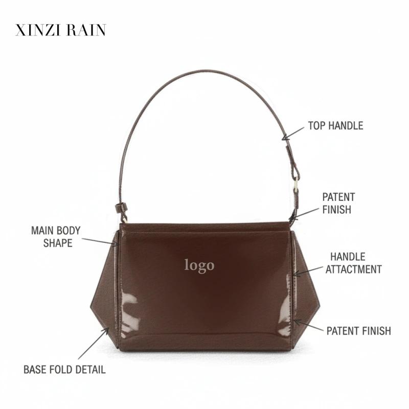 Custom Medium Triangle Pouch in Patent Leather-XINZIRAIN