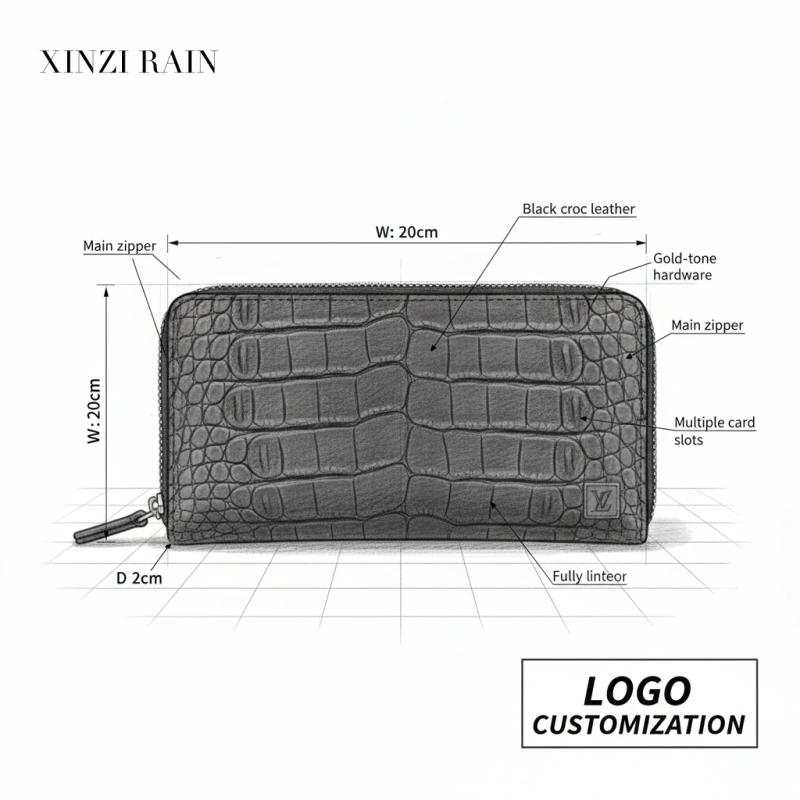 Custom Zip-Around Continental Leather Wallet-XINZIRAIN