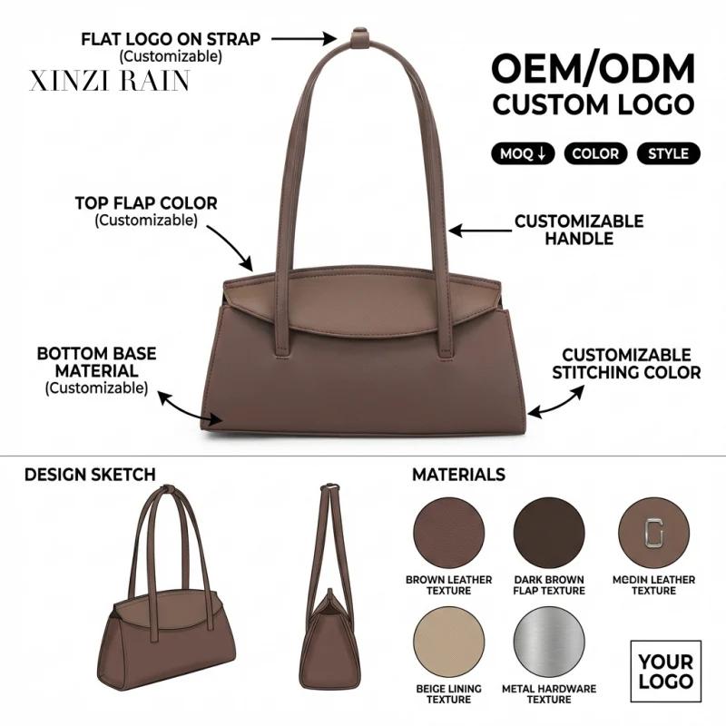 Custom Leather Top-Handle Shoulder Bag | OEM & Private Label Development